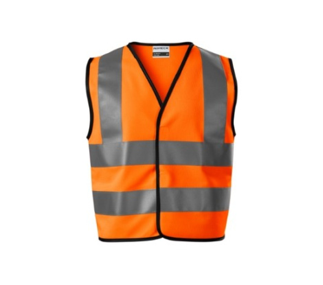 Bezpečnostná vesta detská RIMECK® HV Bright 9V4 fluorescenčná oranžová veľ. 116 - 140 cm/6 - 8 rokov