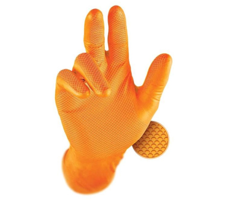 Jednorázové rukavice GRIPPAZ® 246 oranžové 50 ks 08/M